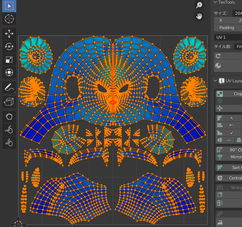 製作修了！！リアルタイムCGキャラクター制作入門の感想【Blender】 UV展開