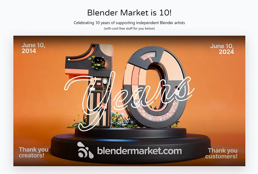 Blender Marketが10周年記念！アドオンが有料から無料へ blendermarket.com